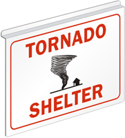 Tornado Shelter Signs with Symbols, Ceiling Signs, SKU: S-4696